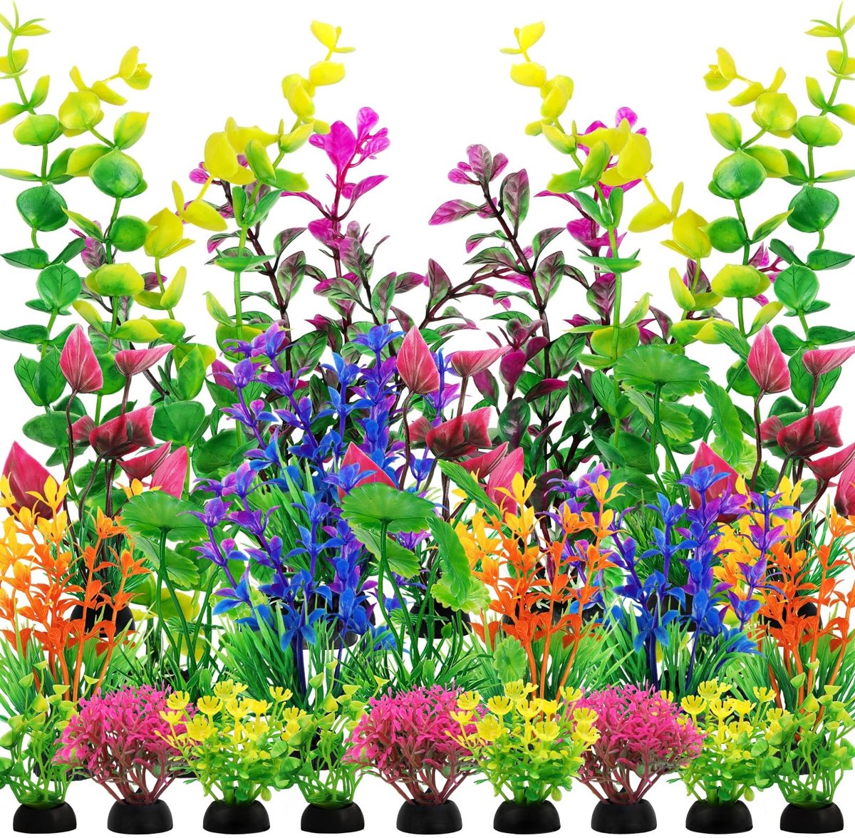 Smoakez - Kunstplanten - Aquariumdecoratie - 25 Stuks - Kleurrijk - Kunststof Planten - Ideaal voor Vissen - Decoratie voor Aquaria