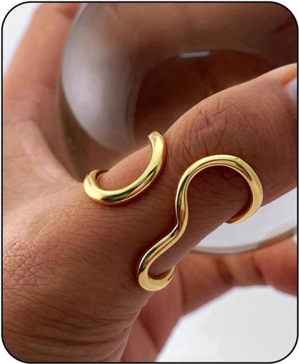 Waterdichte Asymmetrische Dikke Chunky Sieraden Geschwungene Ringen Vrouwen Goud