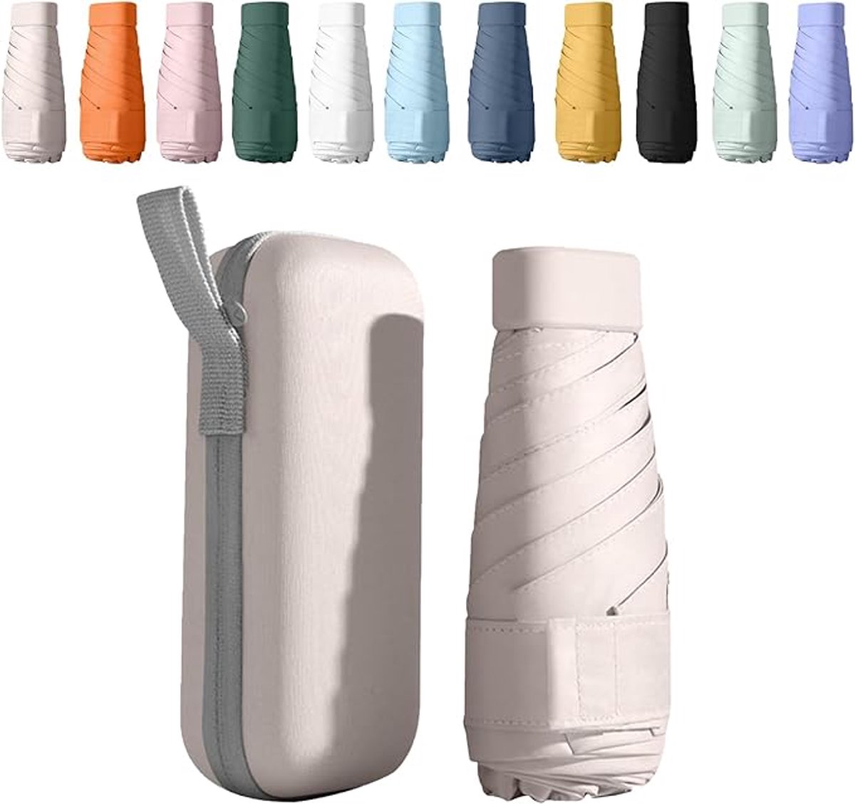 Zakparaplu - Mini Paraplu - Reisparaplu Klein - Compacte Paraplu - Opvouwbaar - Windbestendig - Lichtgewicht - UFP 50+ - Beige - van Imperatoris