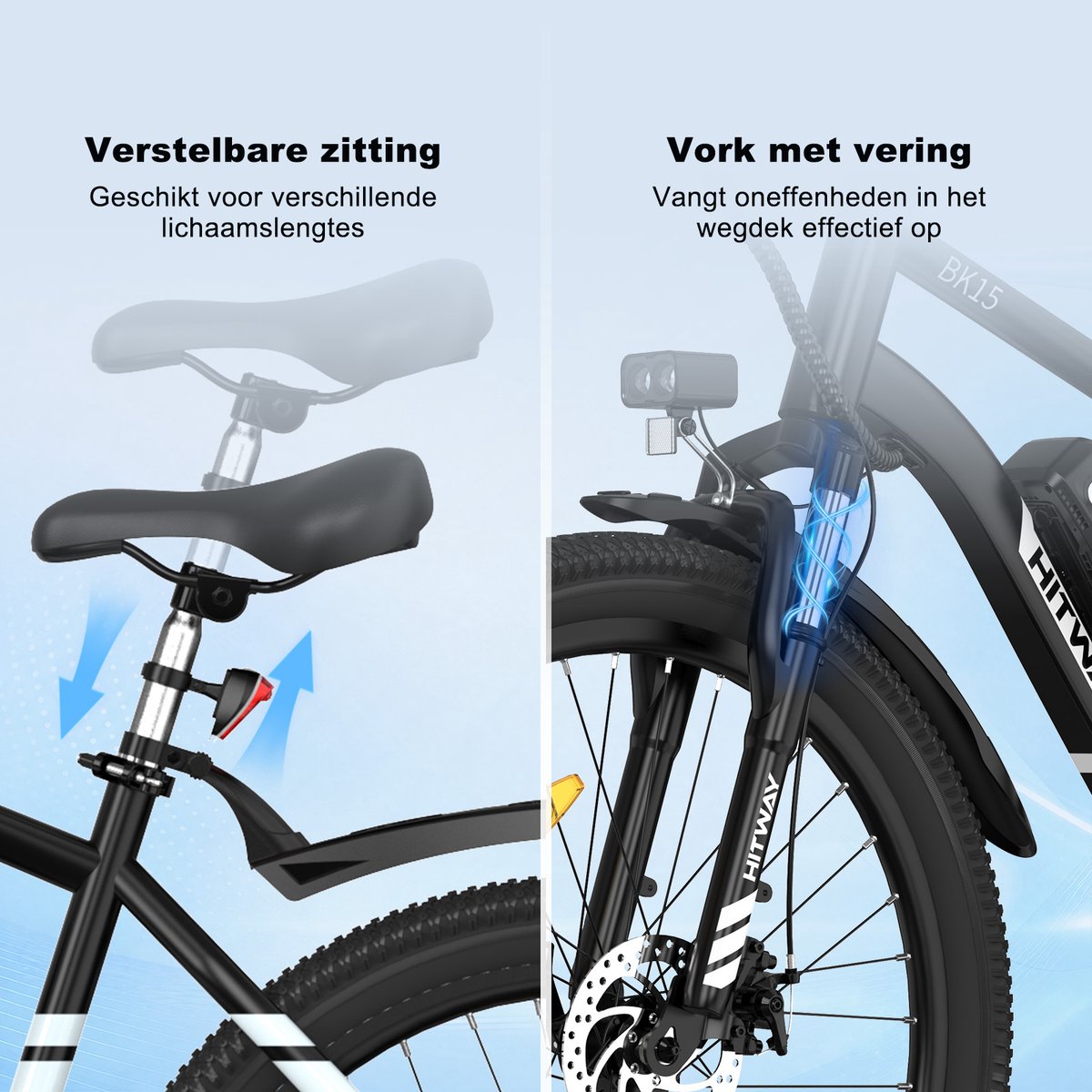 Hitway Elektrische Fiets BK15 Pro - 27.5 Inch City Commuter EBike met Afneembare 36V 13Ah Lithium Batterij - Mountain E-Bike met 250W Motor - 7 Versnellingen - IP54 Waterdicht - Elektrische Fietsen – foto 8