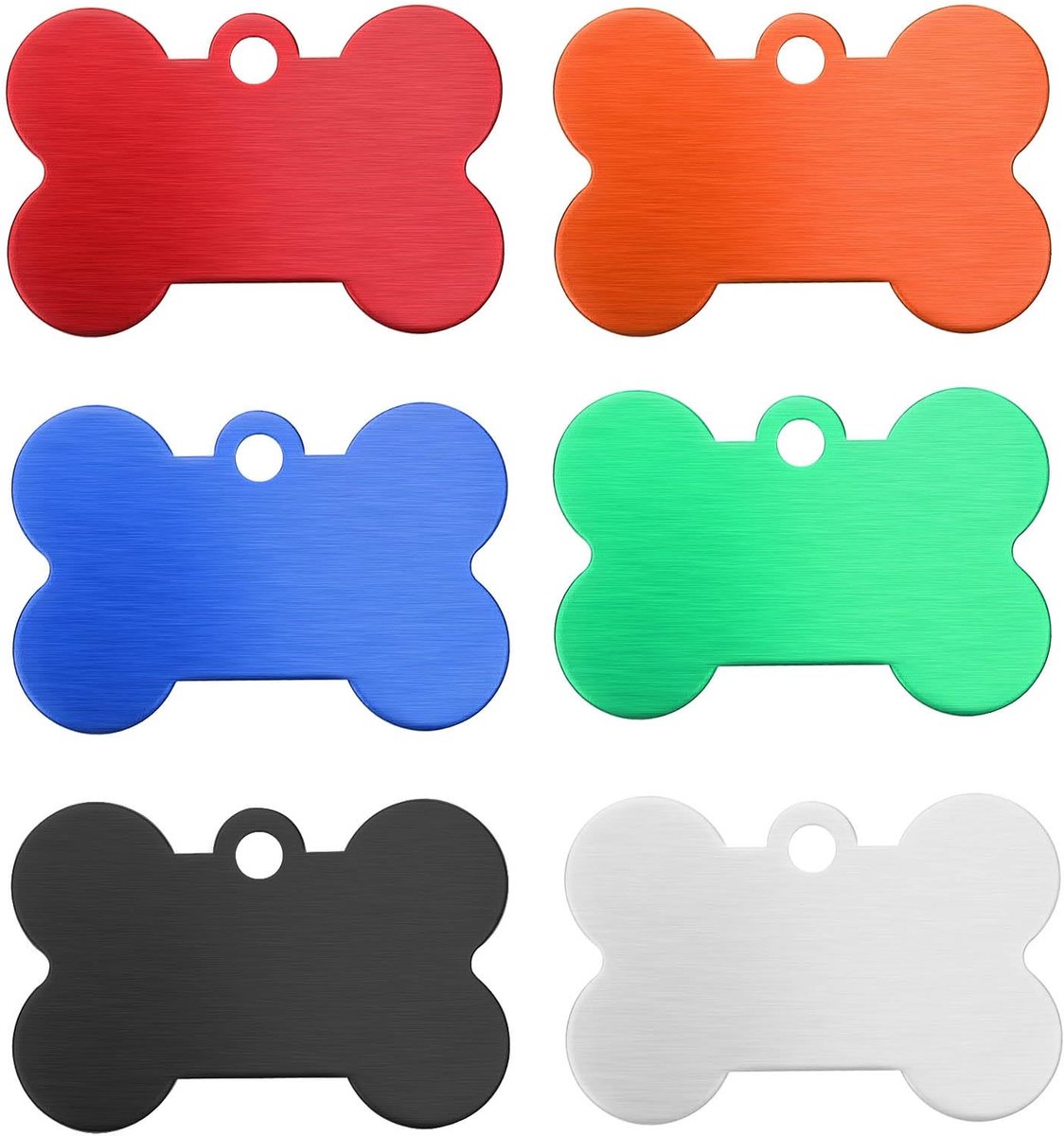 Dailygoods - Lege honden ID-tags - Aluminium tags - Lichtgewicht - Botvorm - Voor huisdieren - Gemengde kleuren - 30 stuks