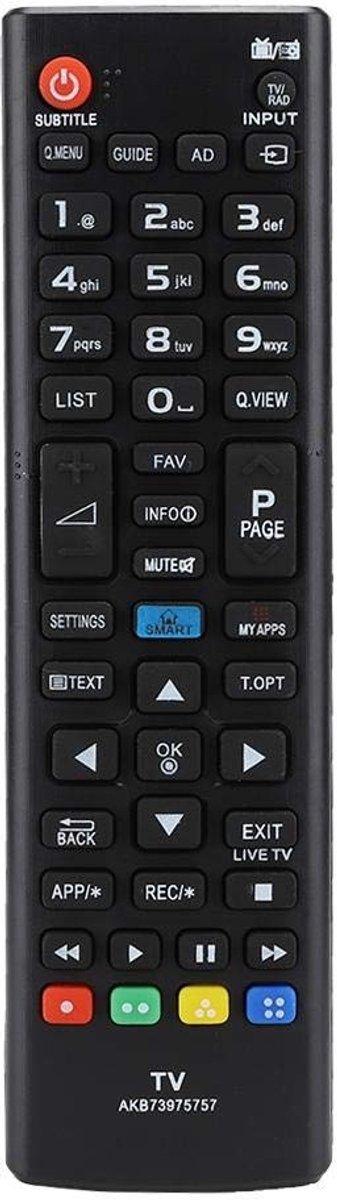 Livia home - Vervangende afstandsbediening - Ergonomisch ontwerp - Standaard kleur - Voor LG TV's - Geschikt voor diverse modellen - 8 meter bereik