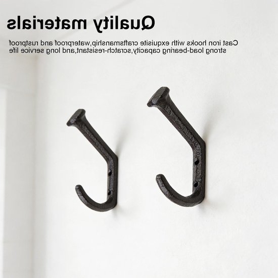 Dailygoods- Jassenhaak Zwart - Wandhaak Metaal - Set van 2 - Duurzaam - Waterdicht - Hoge Draagkracht - Vintage Ontwerp van Dailygoods — afbeelding 2