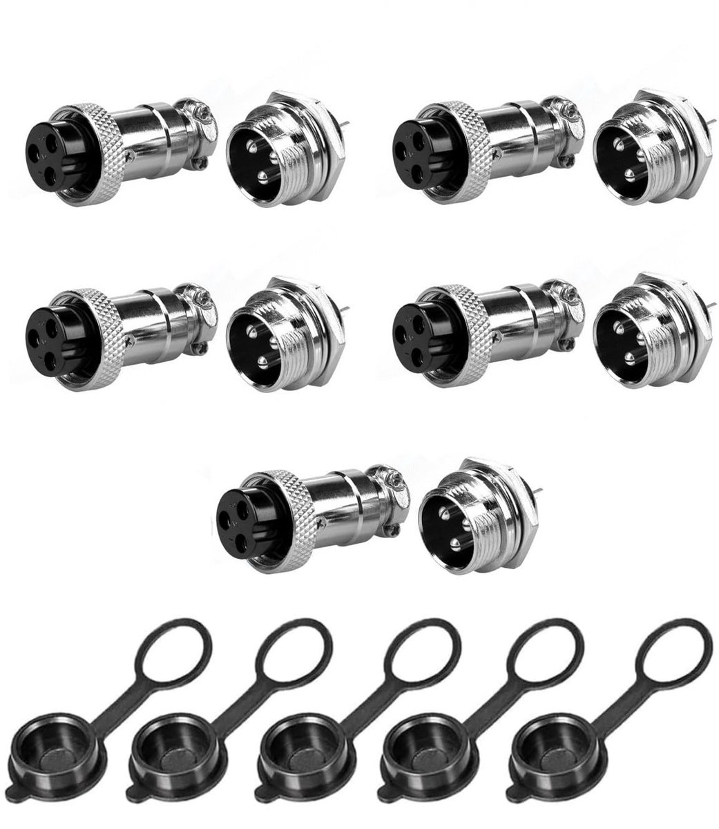 Dailygoods - Luchtvaart Connector - GX16 3-Pins - Duurzaam en Betrouwbaar - 16mm Draad - Ideaal voor Elektronische Toepassingen - Inclusief Rubberen D