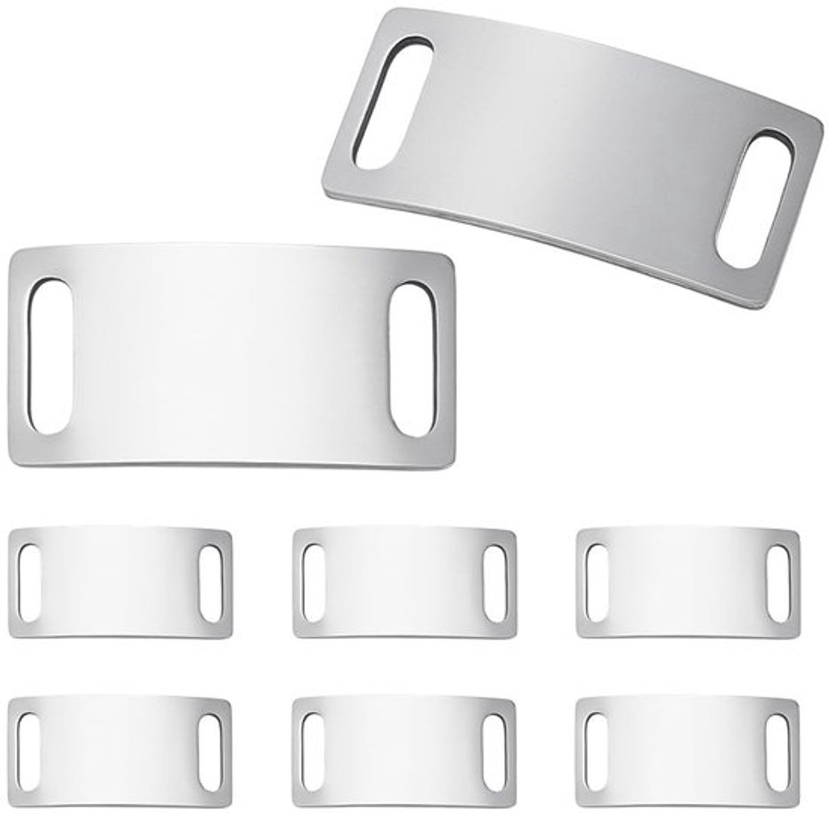 10 stuks gepersonaliseerde hondenhalsbanden, verstelbare hondenhalsbanden van roestvrij staal met blanco label, rechthoekige halsbanden met stille gravure, schuifbare ID-tag voor katten en honden.