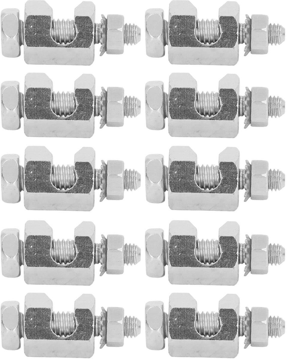 Dailygoods - Zonnepaneel bevestigingsmiddelen - Aarding grond clip - Zilver - Kabelklem - 10PCS voor veilige verbinding - Geschikt voor zonnepanelen