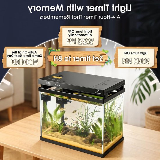 5-in-1 Mini Aquarium Starter Set met LED Verlichting, Automatische Voeding en Zelfreinigende Pomp, 8.6L Nano Aquarium Compleet met Aromatherapie en Onderhoudsvriendelijk Ontwerp — afbeelding 4