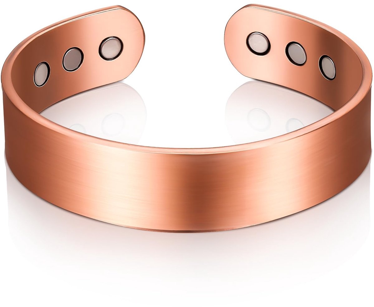 Jhubersproducts - Koperen magnetische armband - Magnetische energie - Verstelbare maat - Levensboomontwerp - Geschikt voor heren en dames - Rood koper