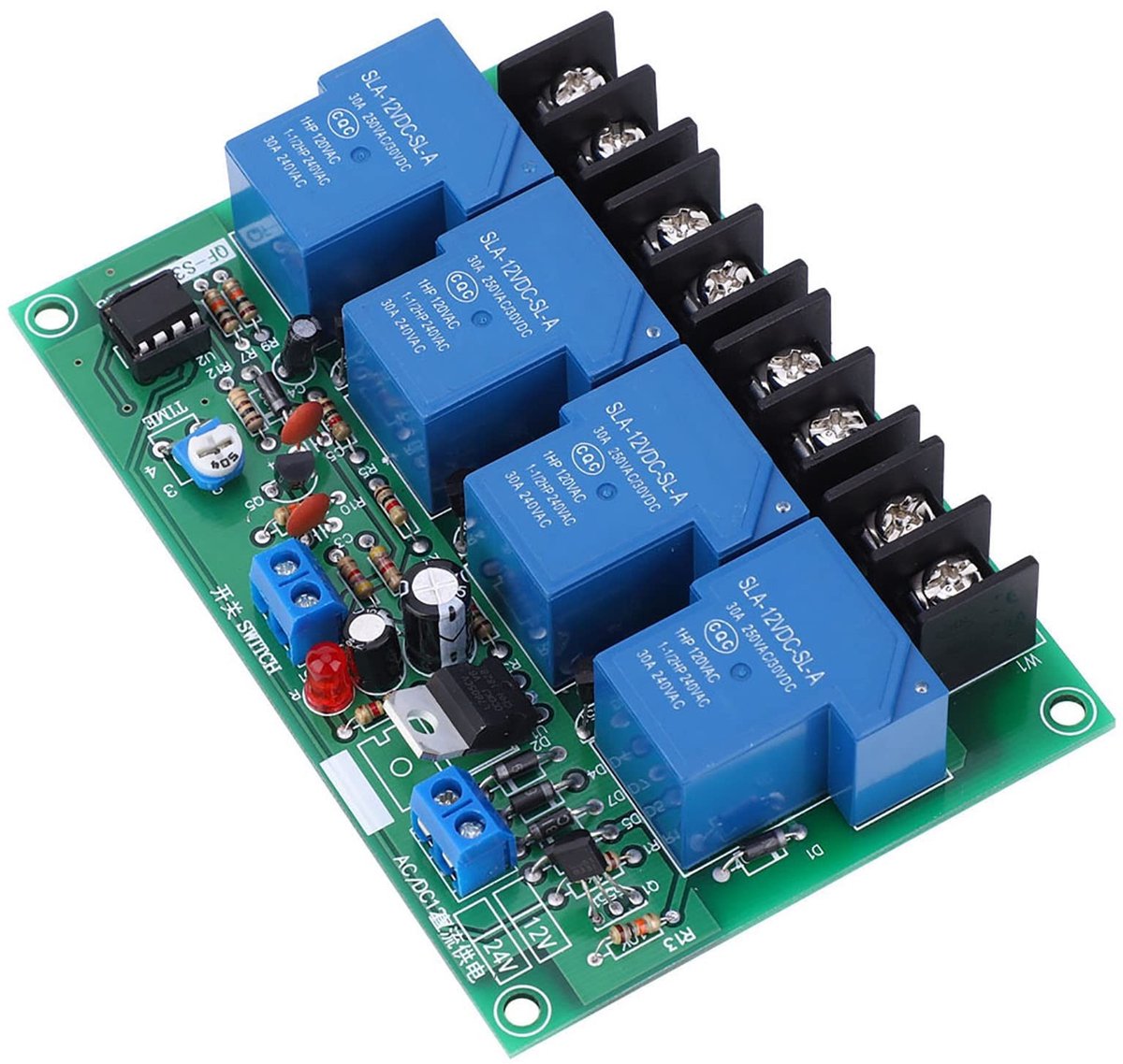 Jhubersproducts - Tijdschakelbord - 4-kanaals - Instelbare sequentiecontroller - 30A - Betrouwbaar - Voor verlichting - Dubbele panelen