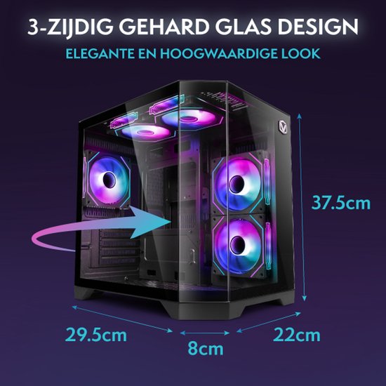 Vibox Gaming PC - Ryzen 7 5700X - RTX 5060 Ti - 16GB RAM - 1TB SSD - Windows 11 - WiFi 6 + Bluetooth 5.4 - Waterkoeling