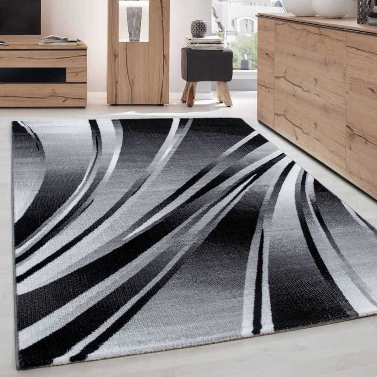 Parma 9210 Zwart Modern Designer Tapijt 160x230 cm