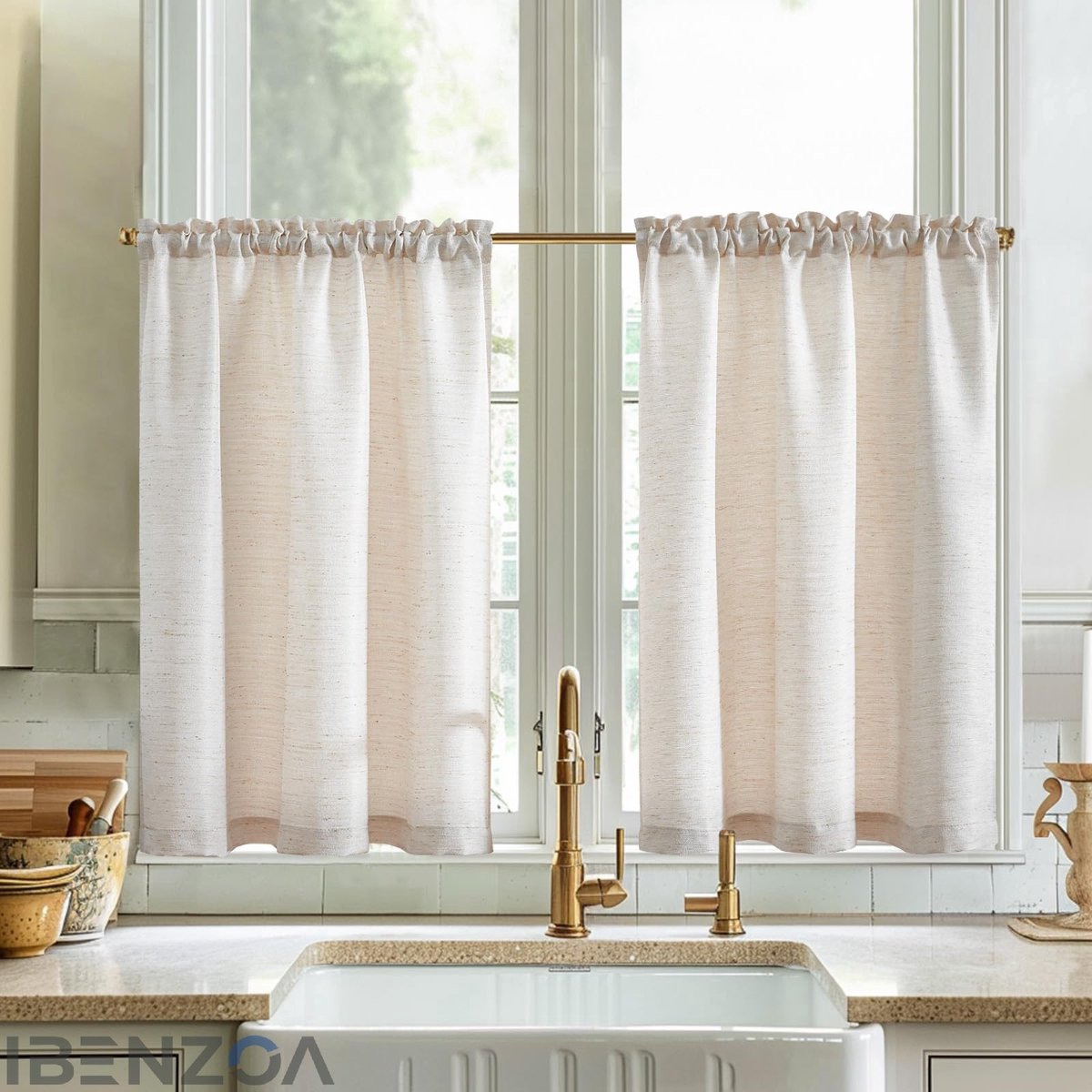 Ibenzoa Vitrage - Beige - 90 x 115 cm - Polyester