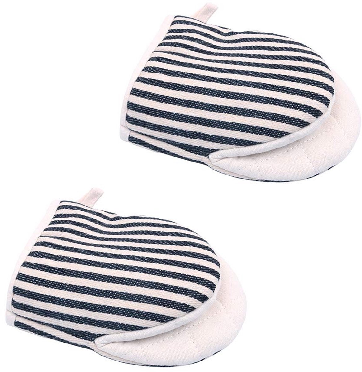 Allecto - Mini Oven Mitts - Potholder - Heat Resistant - Cotton Linen Gloves - Microwave - Non-slip - Duckbill Gloves - Zwart
