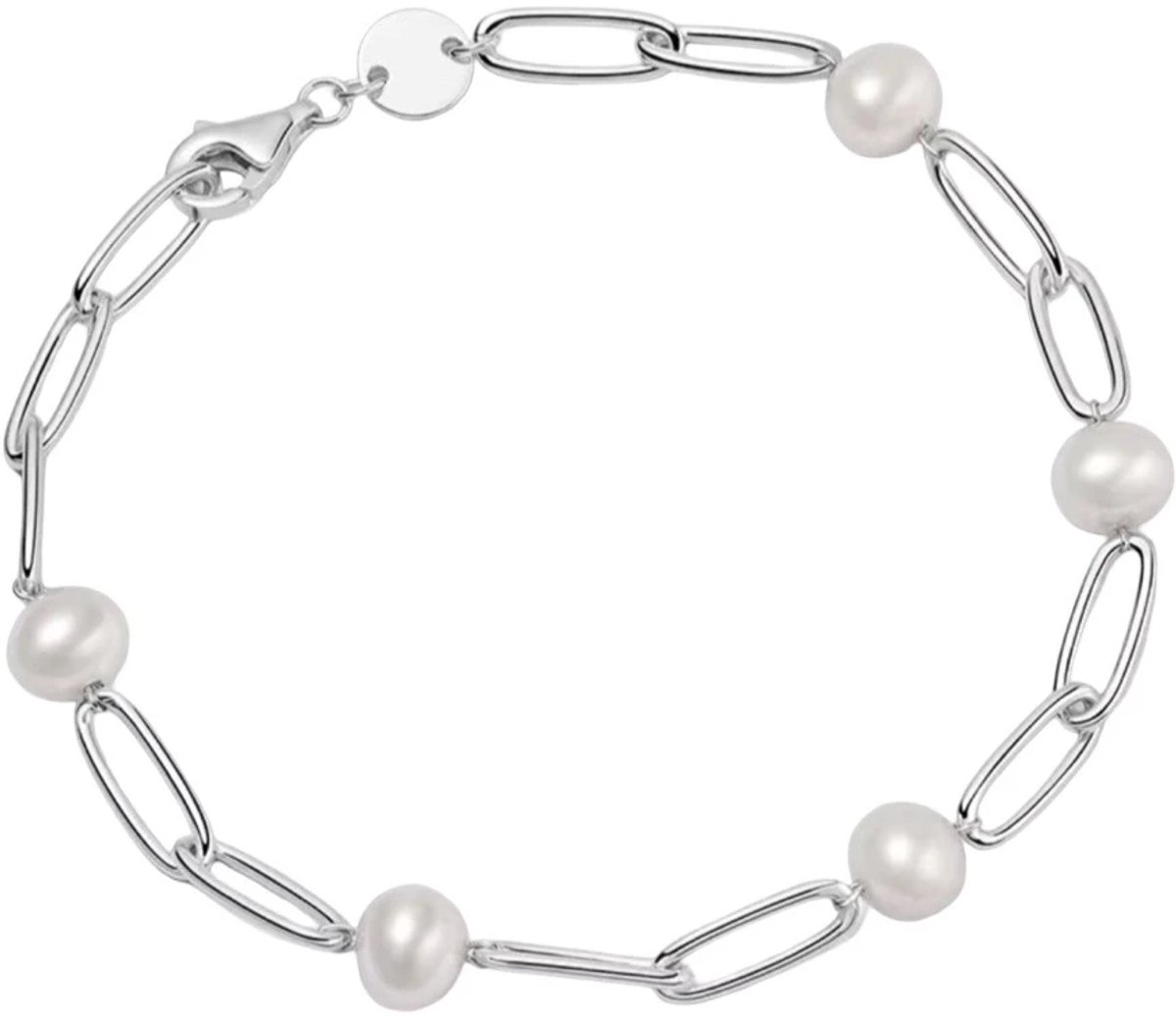 Parelarmband 18cm zilver