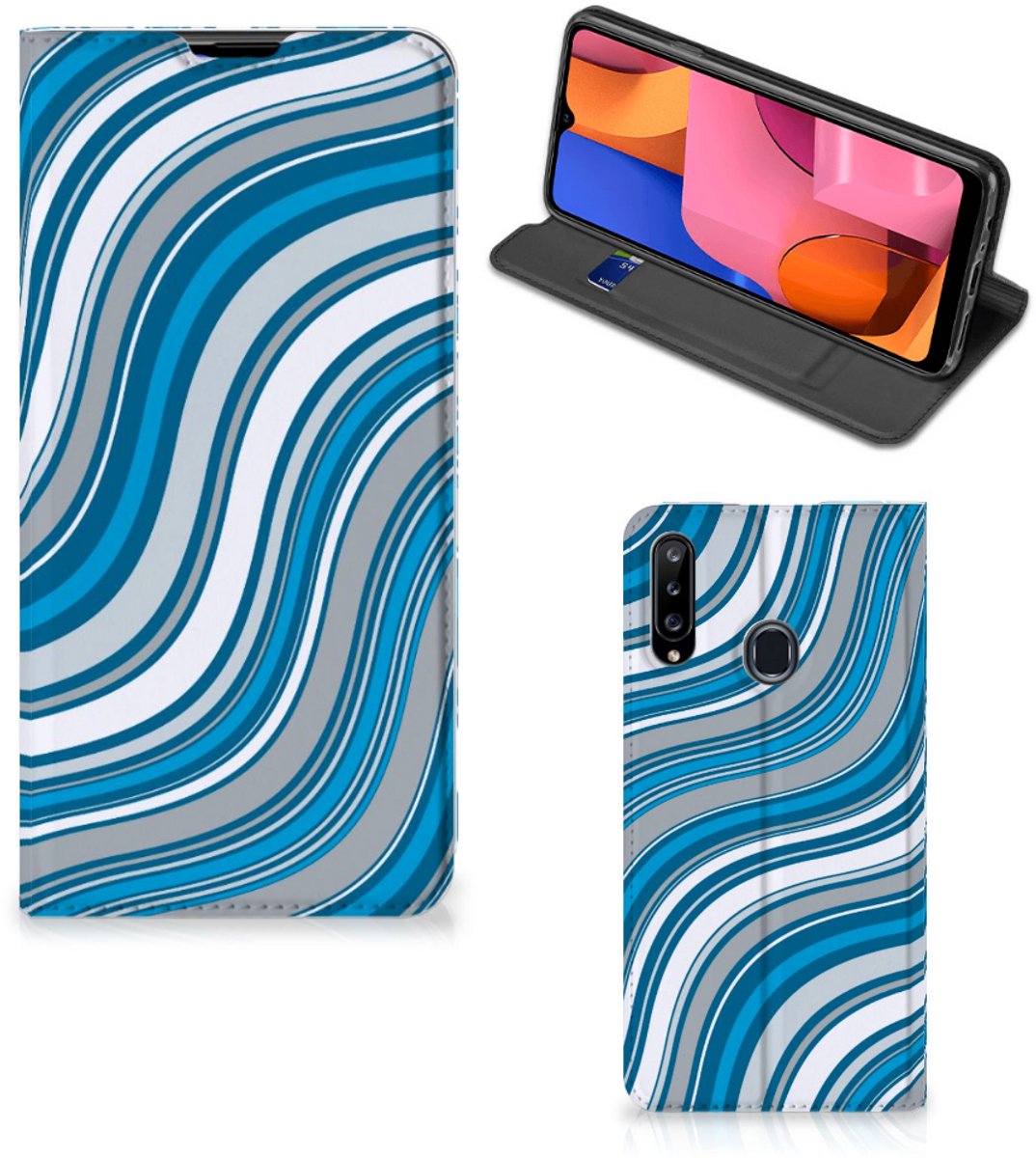 Samsung Galaxy A20s Hoesje met Magneet Waves Blue