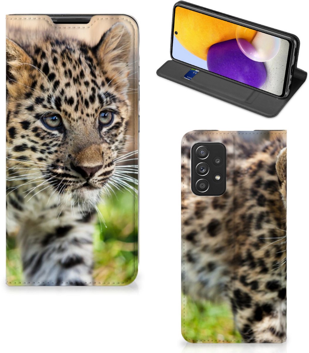 Book Case voor Samsung Galaxy A72 (5G/4G) Hoesje maken Baby Luipaard