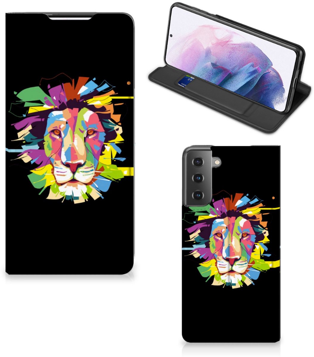 Book Case voor Samsung Galaxy S21 Plus Magnet Case Lion Color
