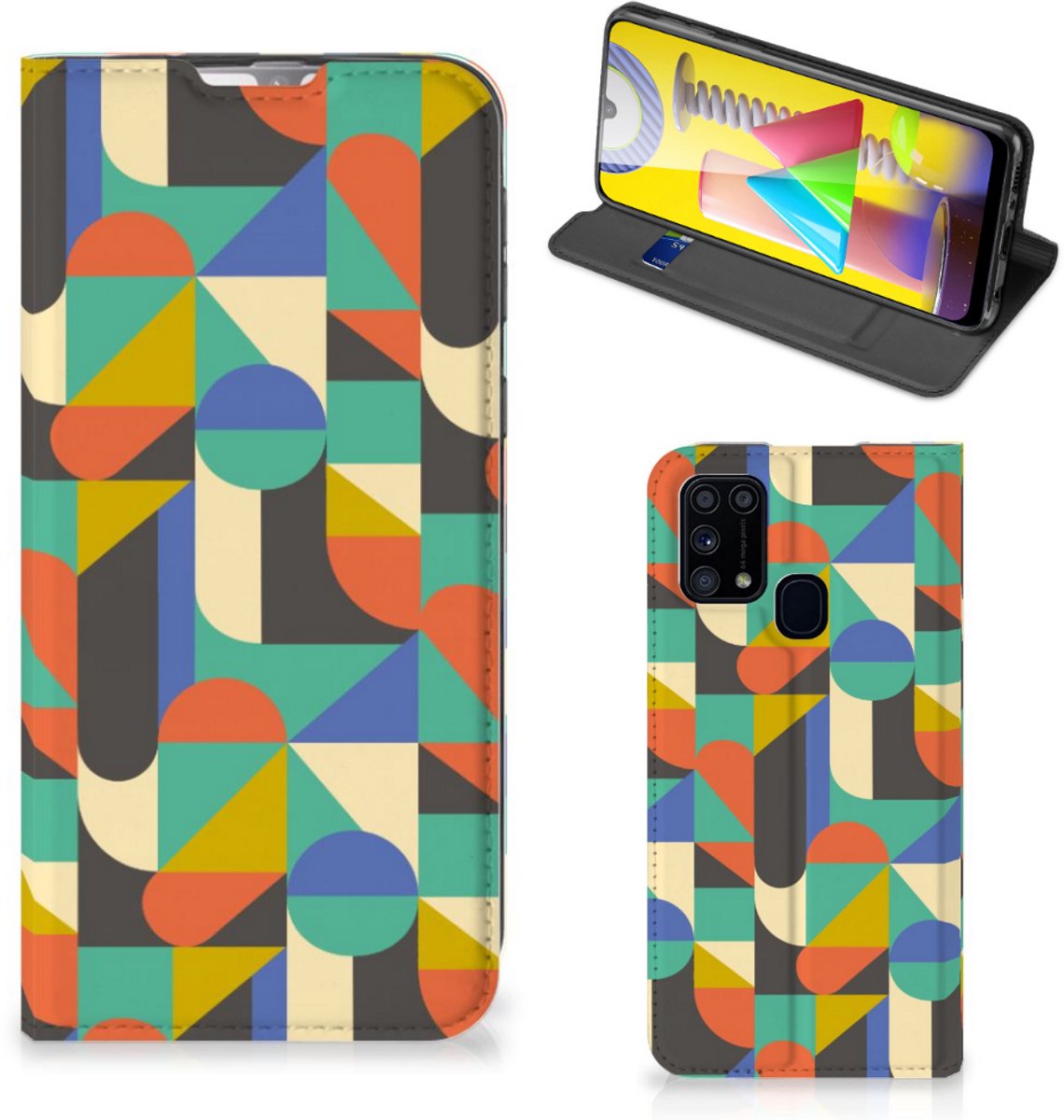 Samsung Galaxy M31 Hoesje met Magneet Funky Retro