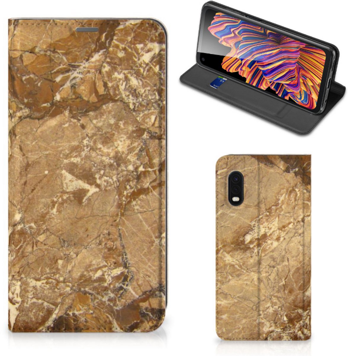 Samsung Xcover Pro Standcase Marmer Creme