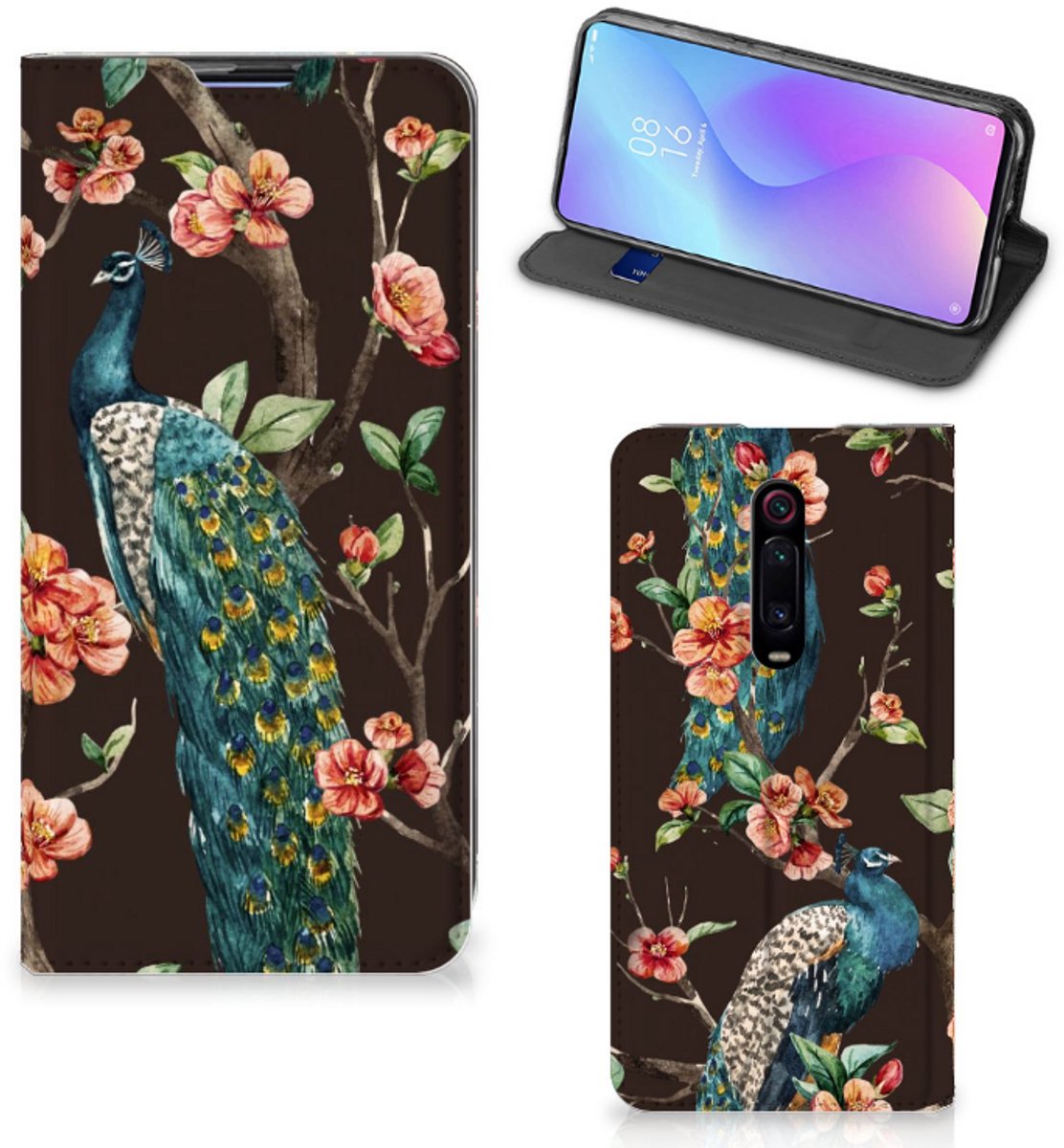 Xiaomi Mi 9T Pro Hoesje maken Pauw met Bloemen