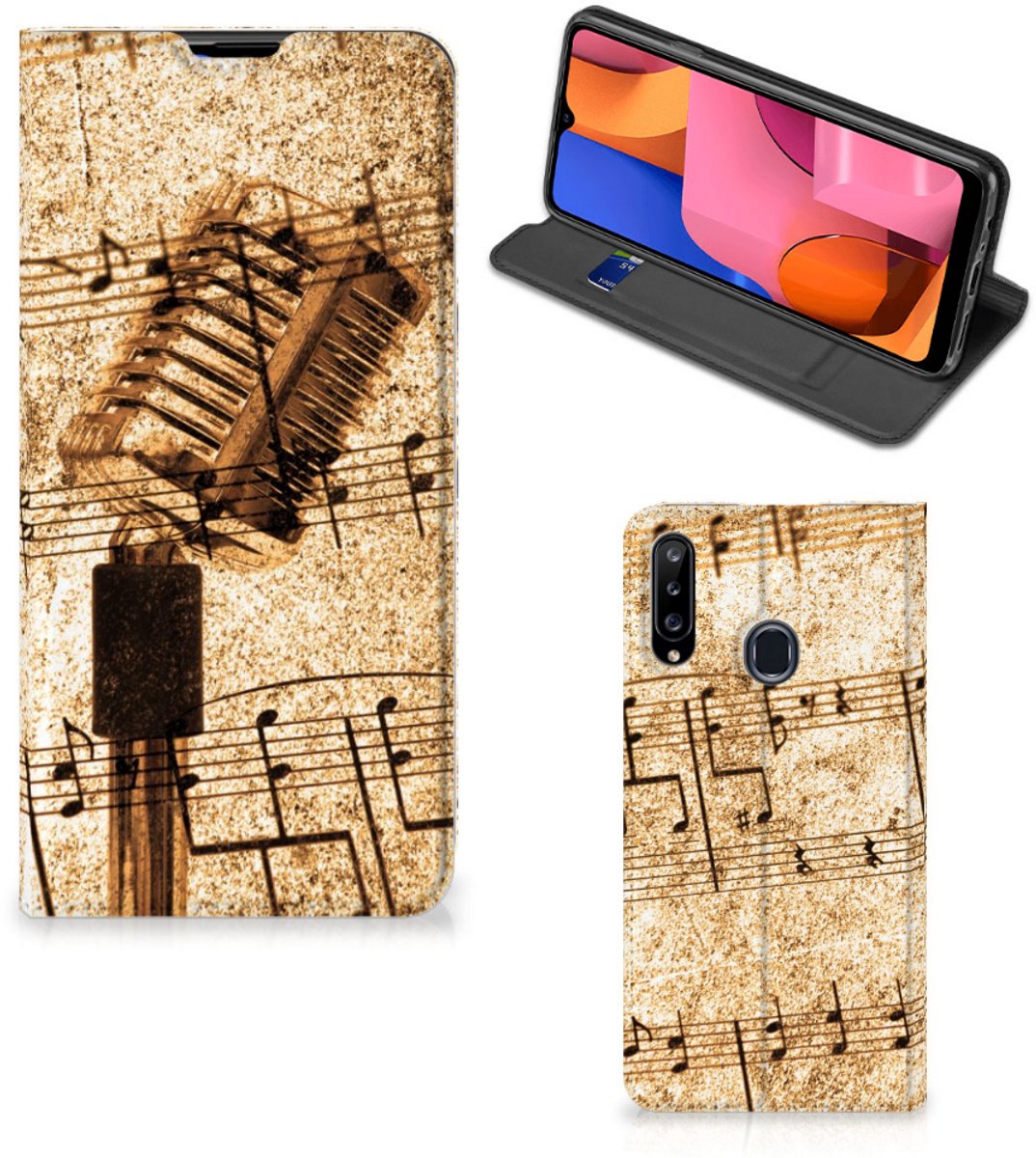 Samsung Galaxy A20s Stand Case Bladmuziek