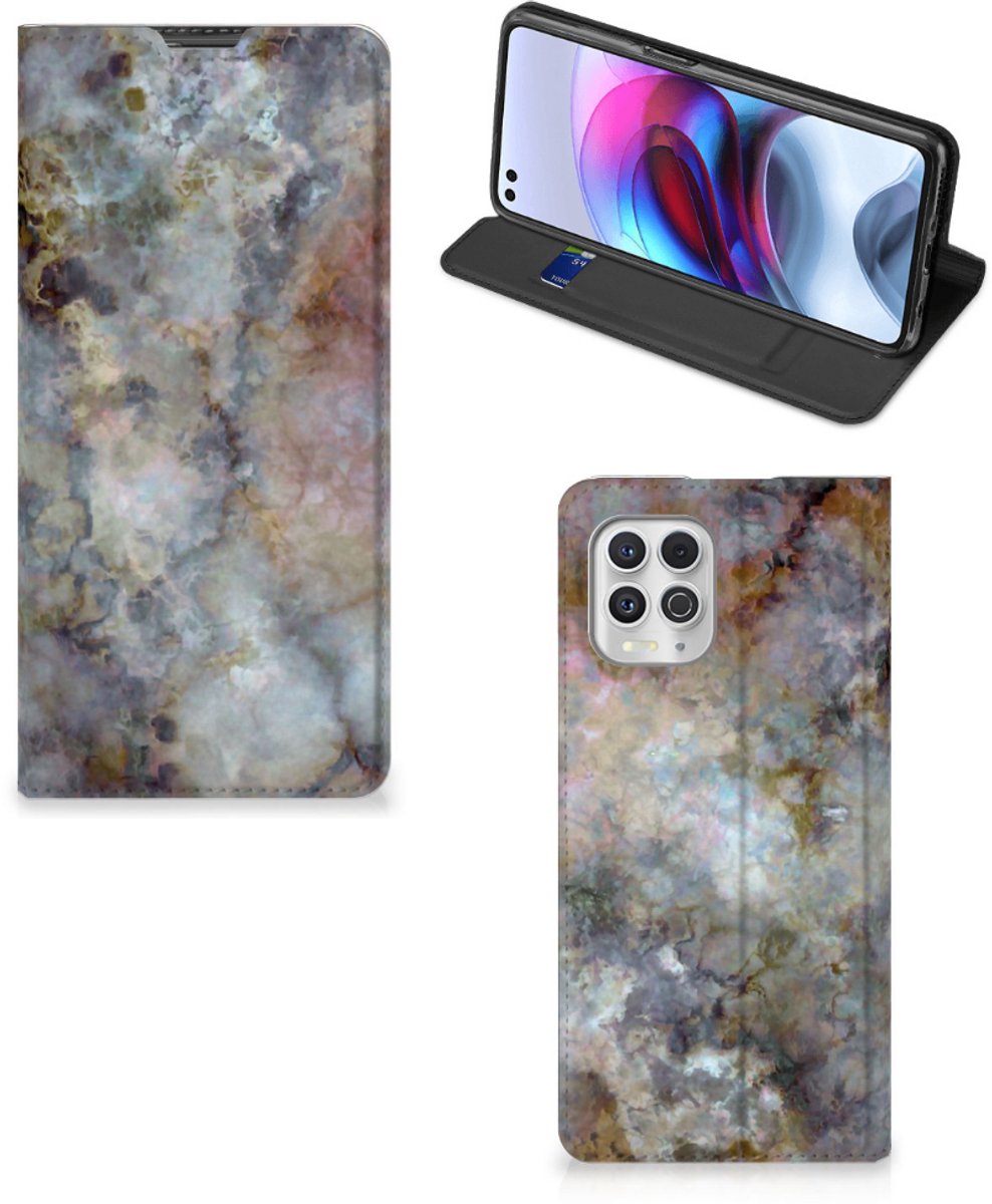 Motorola Moto G100 Standcase Marmer Grijs