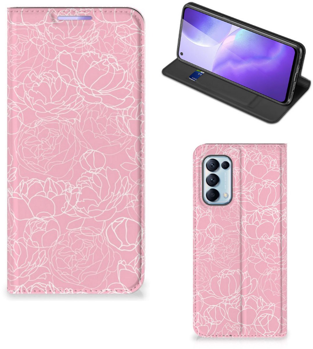 OPPO Find X3 Lite Smart Cover White Flowers