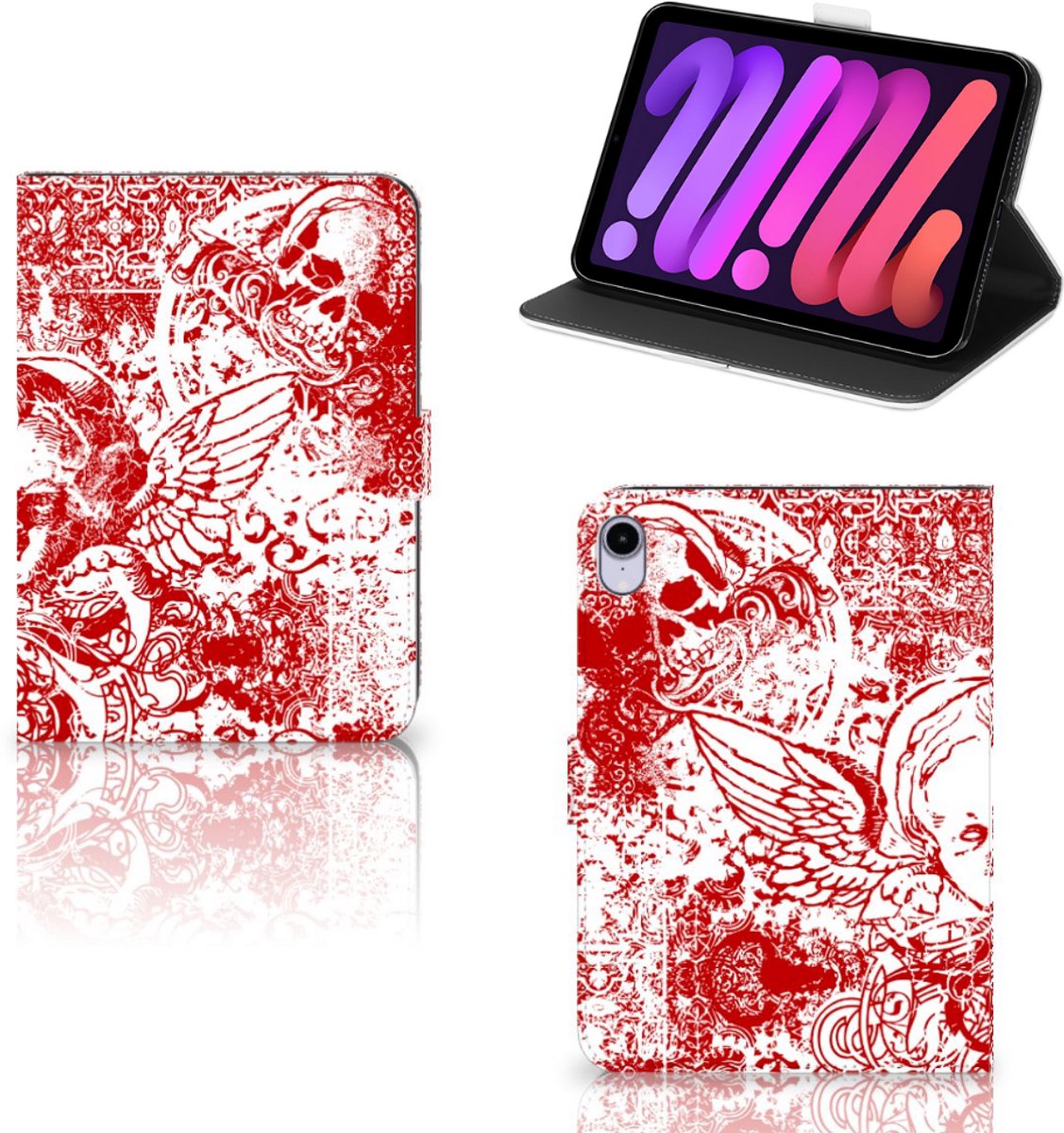 Tablettasje iPad Mini 6 (2021) Angel Skull Rood