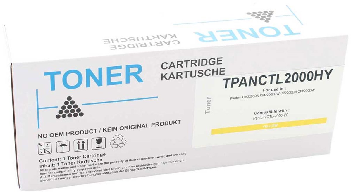 Panasonic - Toner cartridge - TPANCTL2000HY - Geel - 3.500 pagina’s - Huismerk - geschikt voor Pantum CM 2200 DN, Pantum CM 2200 FDW, Pantum CP 2200 DN, Pantum CP 2200 DW