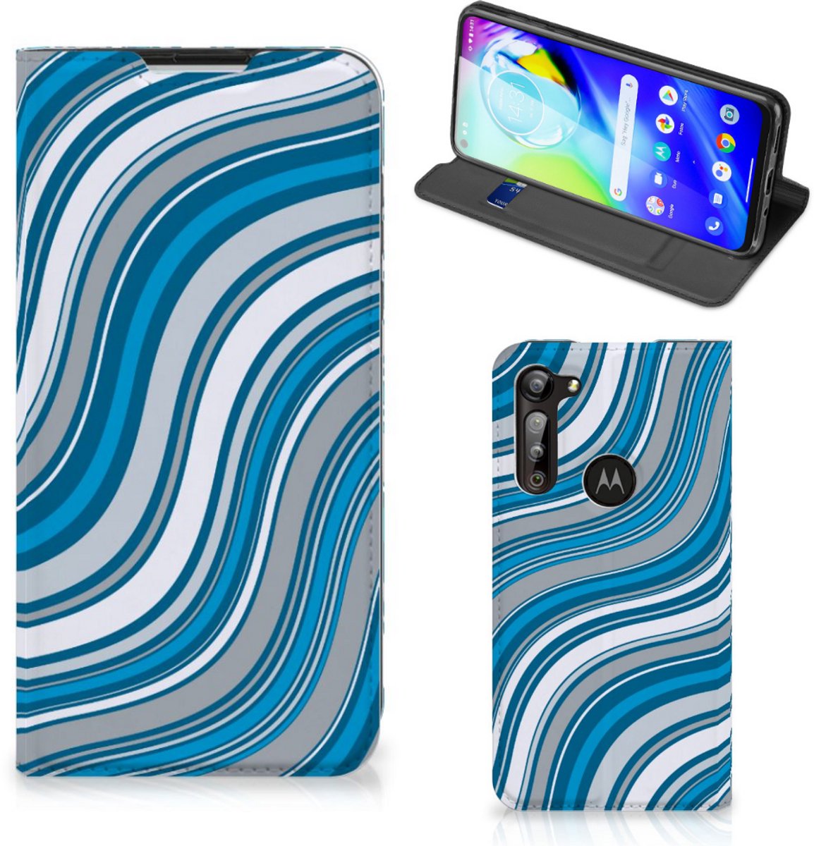 Motorola Moto G8 Power Hoesje met Magneet Waves Blue