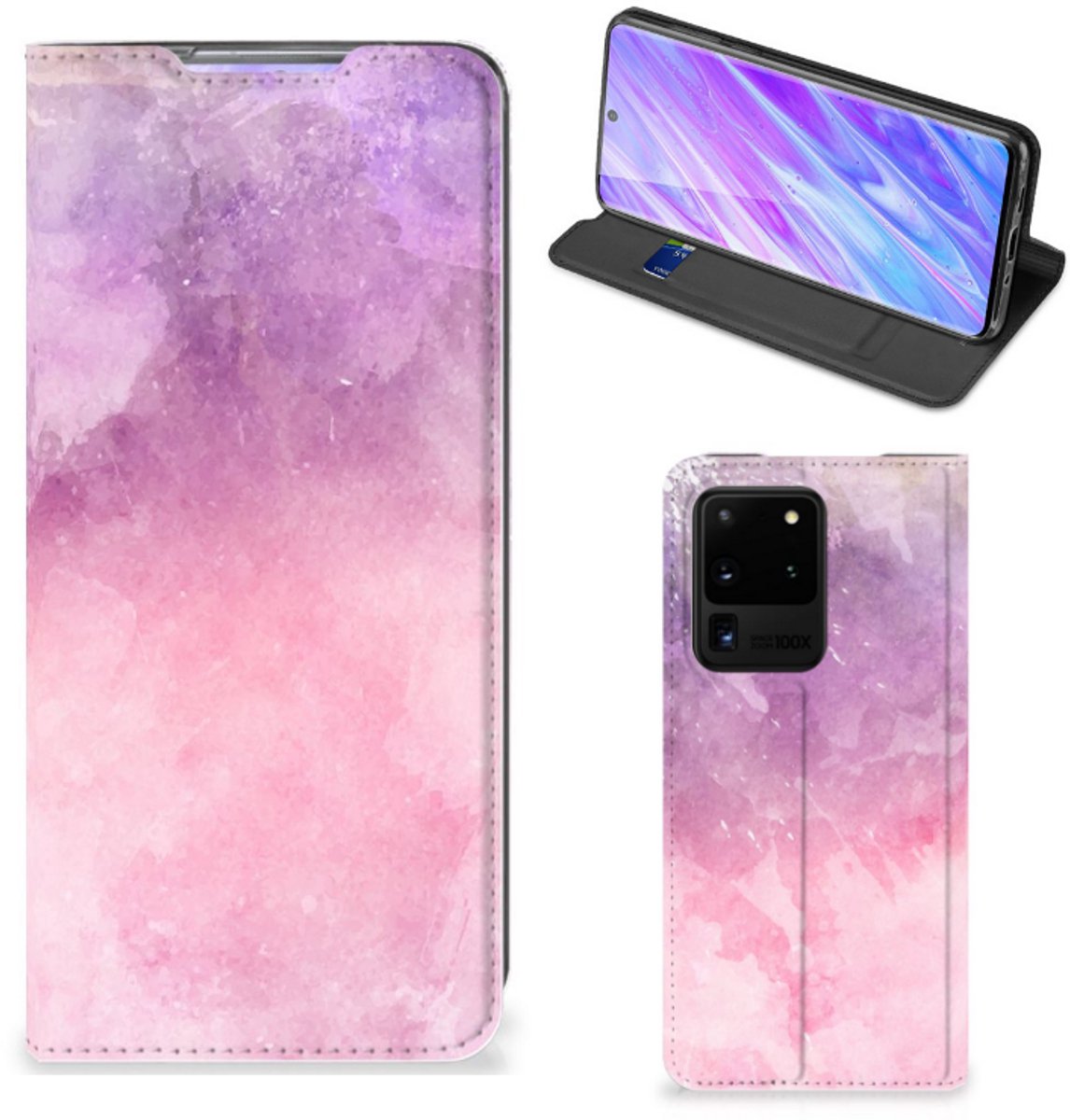 Bookcase Samsung Galaxy S20 Ultra Pink Purple Paint