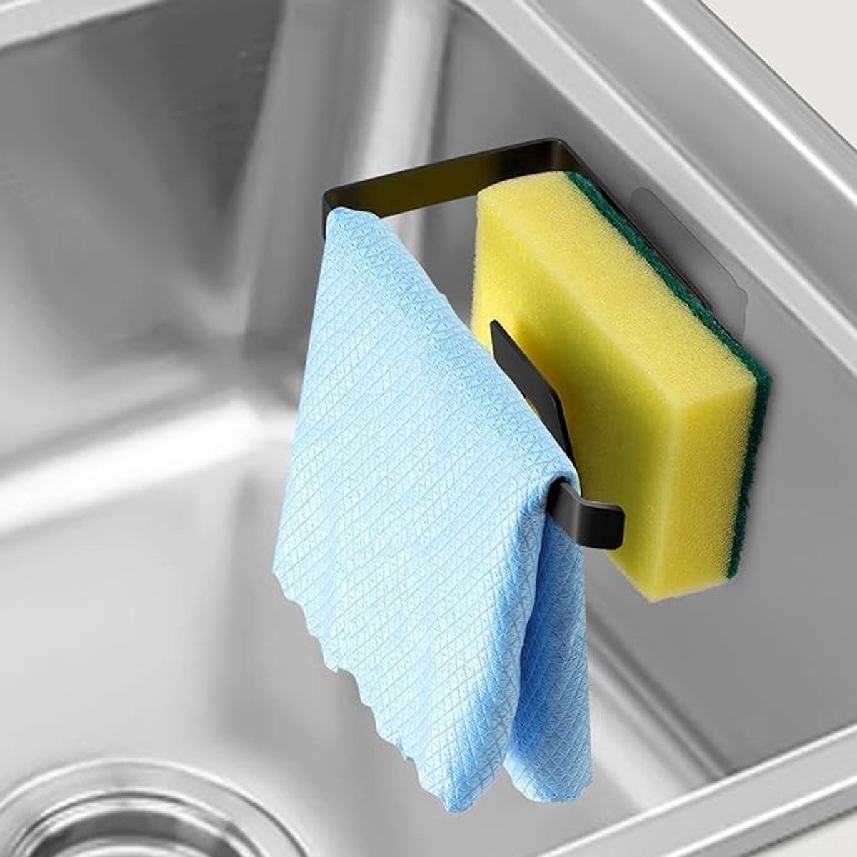 Zelfklevende sponshouder voor keuken - roestvrijstalen organizer voor gootsteen