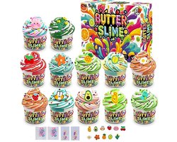 Set de Slime Enfants XL – 12x Slime Beurre avec Breloques Fruits, Jouet Slime Moelleux, Kit de Slime DIY et Jouet Sensoriel à partir de 4 Ans