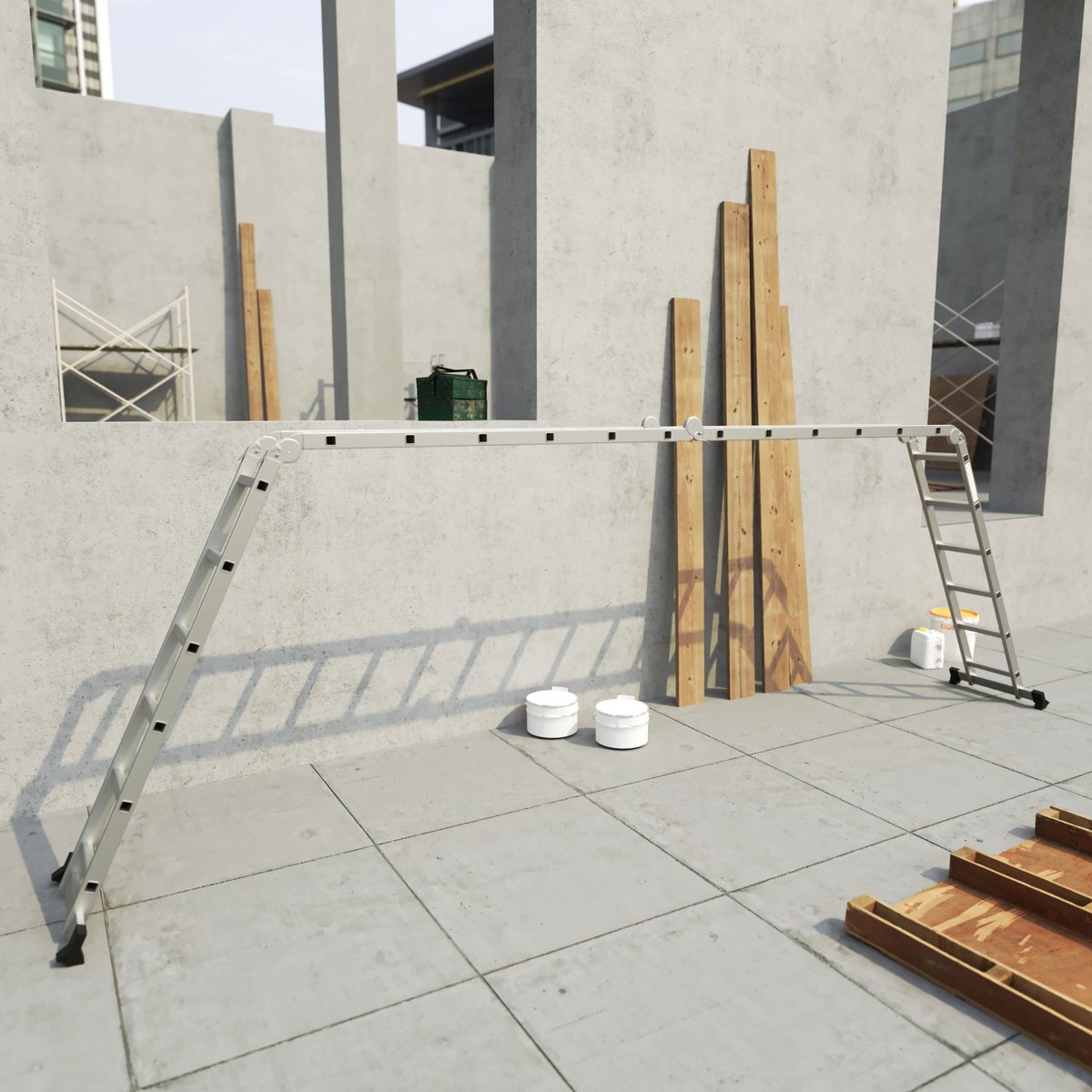 RMBO - Multifunctionele Vouwladder 4x6 - Vouwladder - 6,90 m lang - Compact en Draagbare ladder - 13 standen - Geschikt voor Particulier en Professioneel Gebruik - Max. Belasting 150 kg, EN 131.6 – foto 8