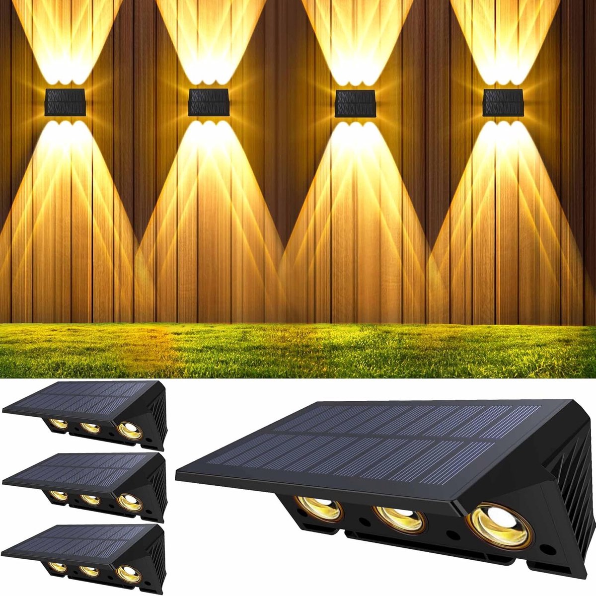 Solar Lampen Buiten - Wandlampen LED - Tuin Decoratie - IP67 Waterdicht - 4 Stuks - Warm W