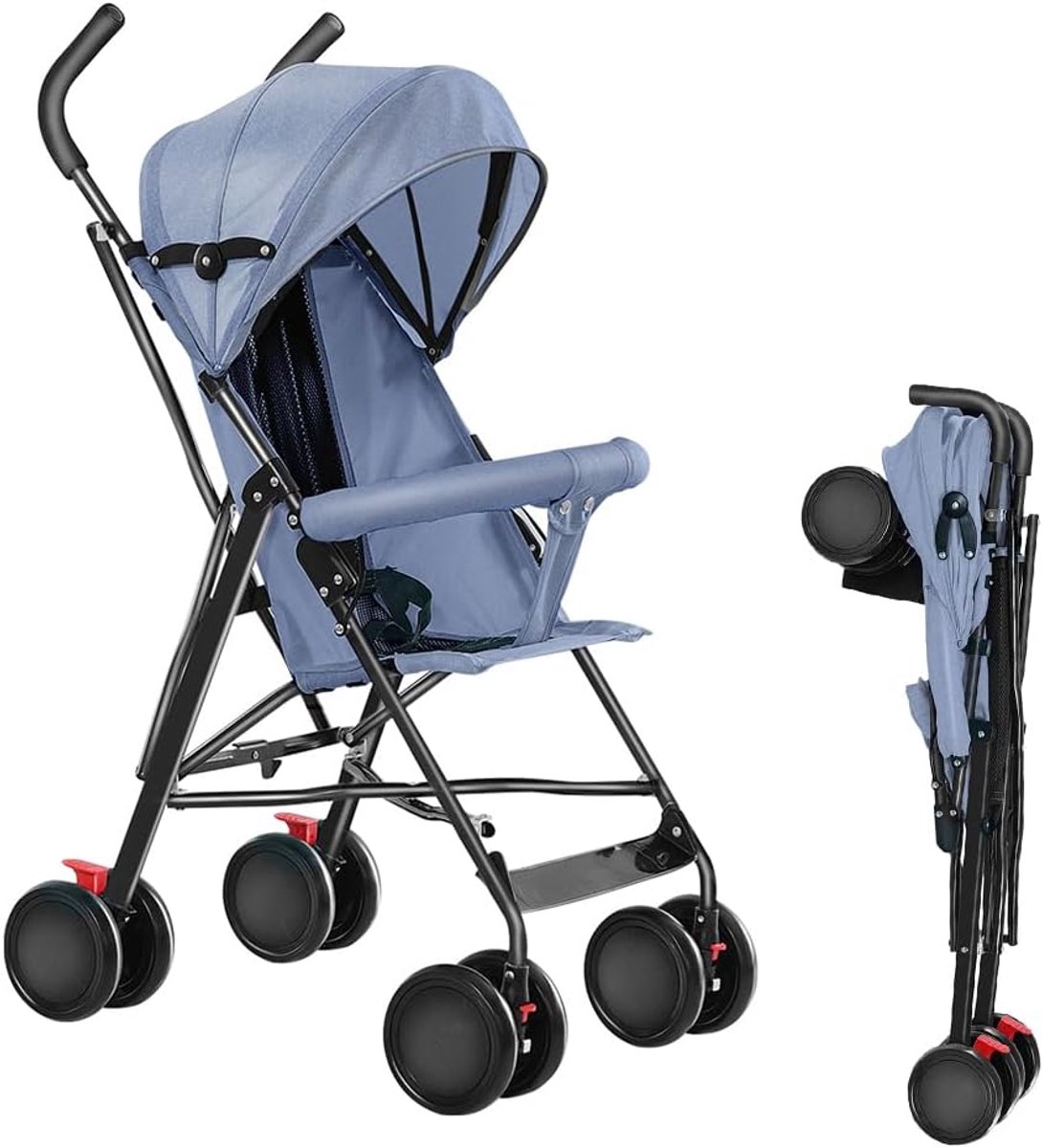 Compacte Kinderwagen - Reiswieg Buggy - Veilig Reizen - Lichtgewicht Ontwerp - 45 x 100 cm - Blauw