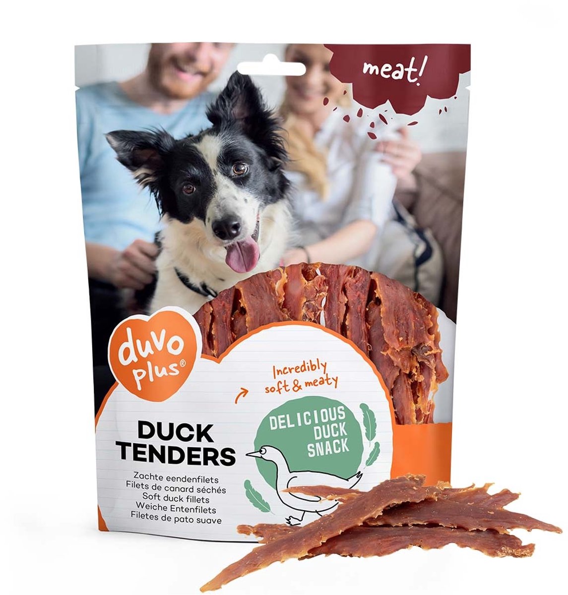 Duvo+ Eendenfilets hondensnack 100 g | graan- & glutenvrij | hoog vleesgehalte 100 gram