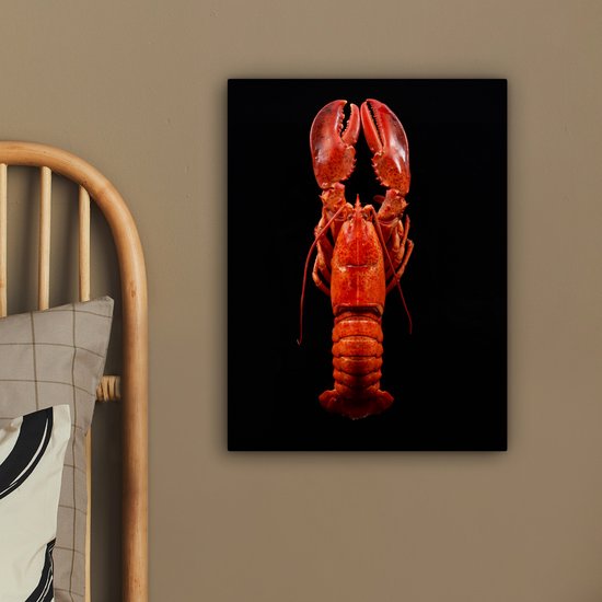 Homard cuit à la vapeur sur une toile de fond noir 2cm 30x40 cm - petit - Tirage photo sur toile (Décoration murale salon / chambre) / Animaux sauvages Peintures sur toile