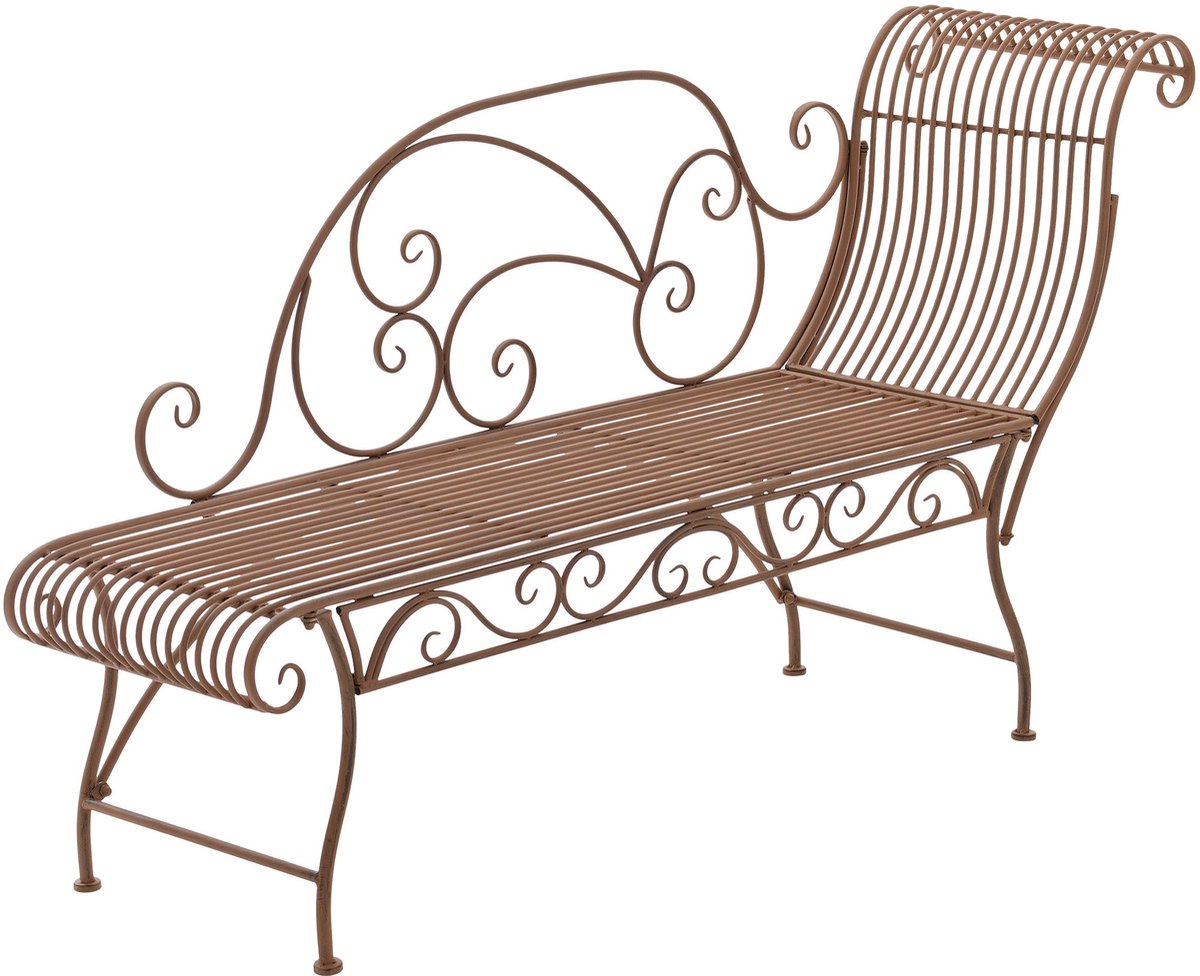 CLP Tuinbank Karma - Chaise Longue Loungebank - Romantische Art Nouveau Bank met Ornamenten - 160 kg - antiek bruin