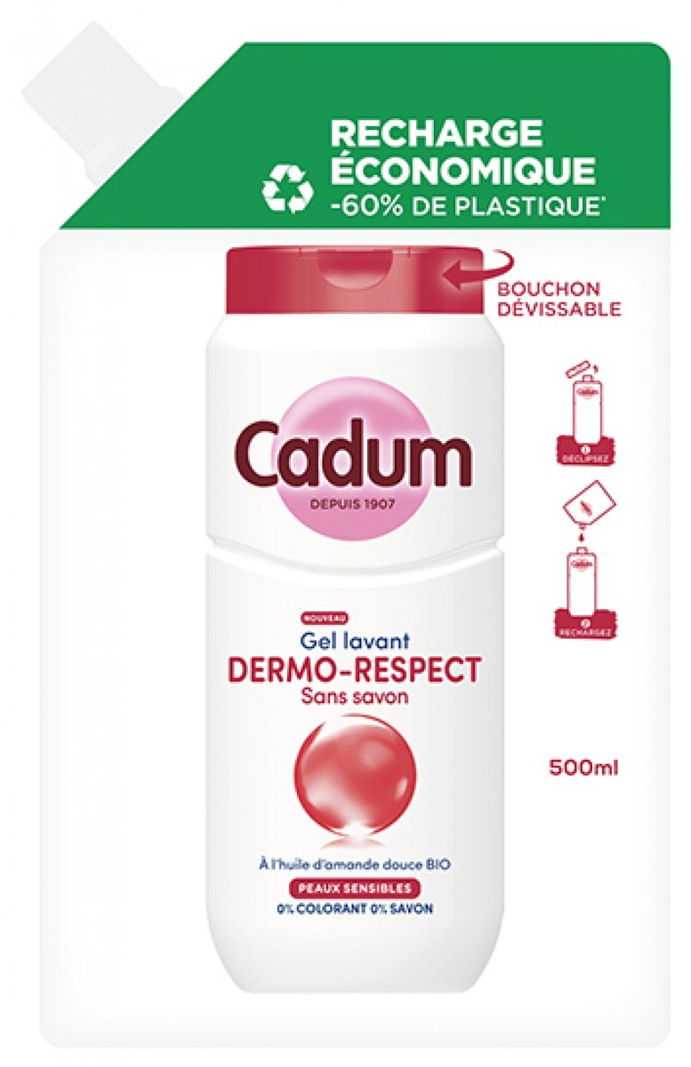 Cadum Dermo-Respect Douchegel Zeepvrij Eco-Refill 500 ml
