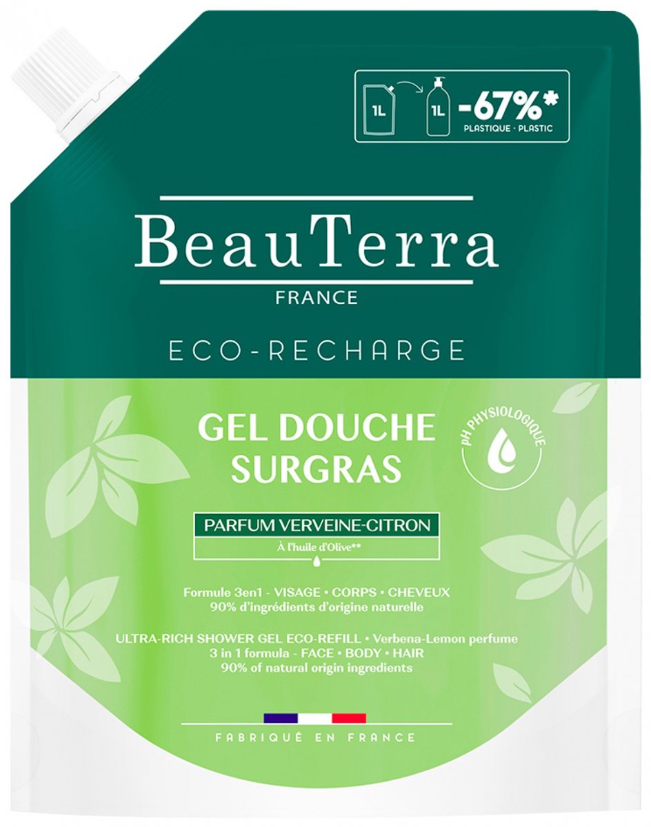 BeauTerra Citroen Verbena Supervette Douchegel Eco-Vulling 1 L