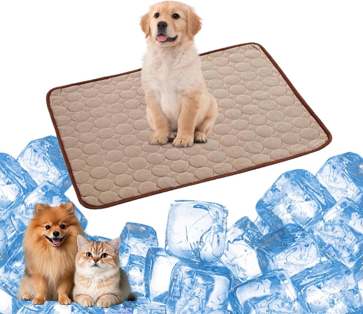 Koelmat – Koelmat voor huisdieren – Koelmat honden – Koeldeken katten – Wasbare koelmat – Geschikt voor alle honden katten – 100*70 cm – Koffie -XL