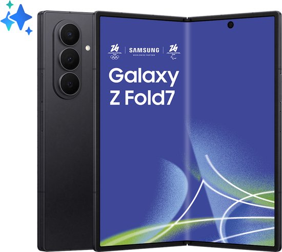 Samsung Galaxy Z Fold7 5G 512GB Jet Black – dunste, lichtste opvouwbare smartphone met 8″ scherm, 200MP camera, Snapdragon 8 Elite