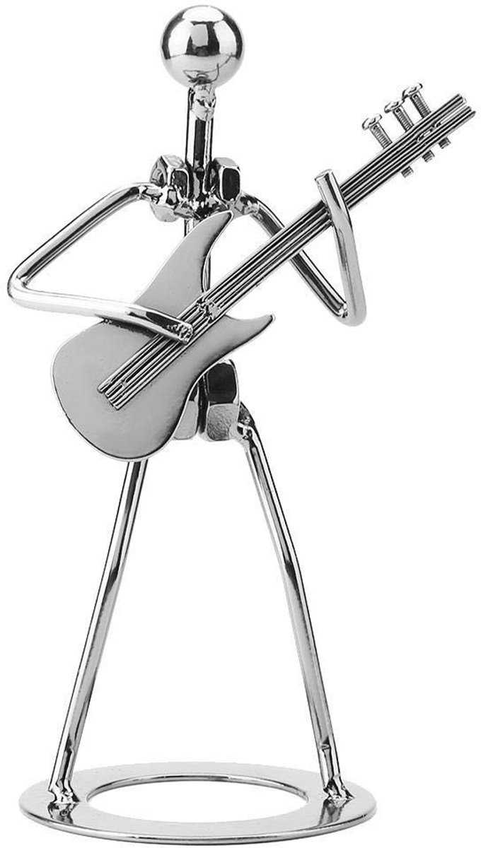 Dailygoods - Dailygoody - Metalen Figuur Gitaar Speler - Muziekdecoratie - Uniek ontwerp - Zwart - Collectible - Voor thuis en kantoor - 8x8x18cm