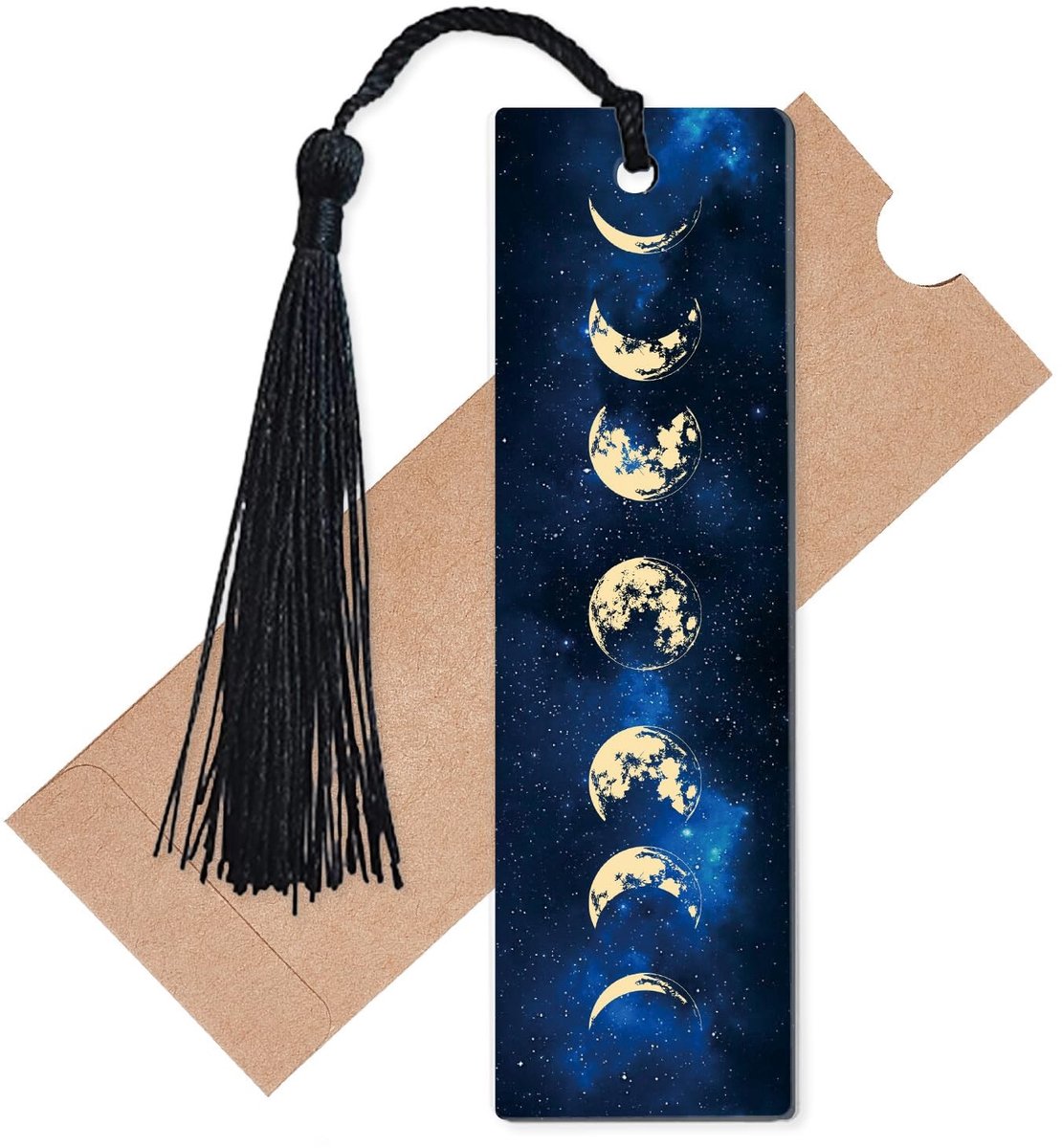 Dailygoods - Maanfase Bladwijzer met Zwart Kwastje voor Boekenliefhebbers