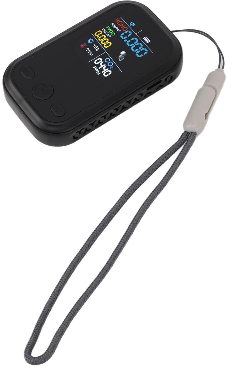 Dailygoods - Cosensi - Dailygoody - 5-in-1 Luchtkwaliteitsmonitor - Slimme CO2-vochtigheidstemperatuurdetector - Draagbaar en multifunctioneel - Zwart - Luchtkwaliteitsteste