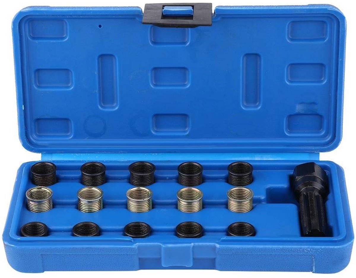 Dailygoods - Dailygoody - Kaarsenreparatieset - M14 M16 schroeven - Professioneel mechanisch gereedschap - Blauw - 16-delig - Geschikt voor onderhoud en reparatie