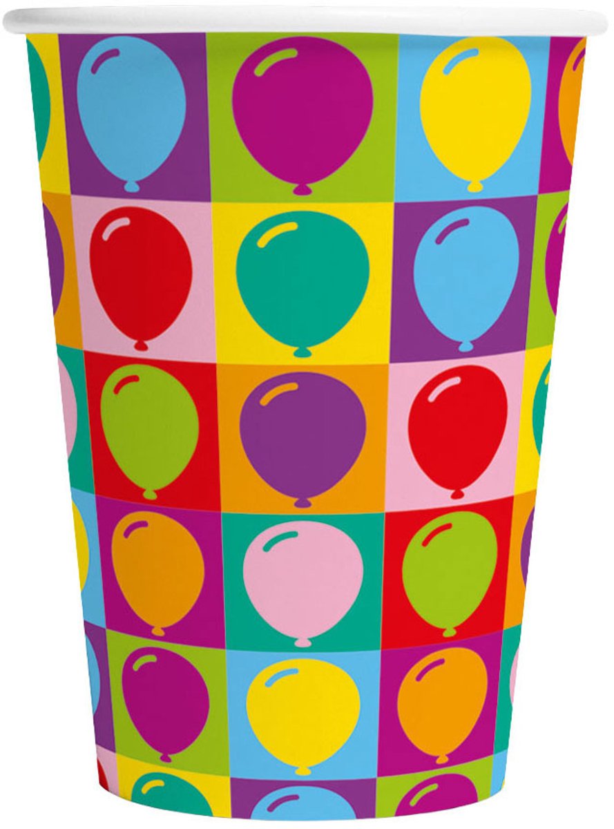 Papieren Bekers 210ml Pop Party - 8st.