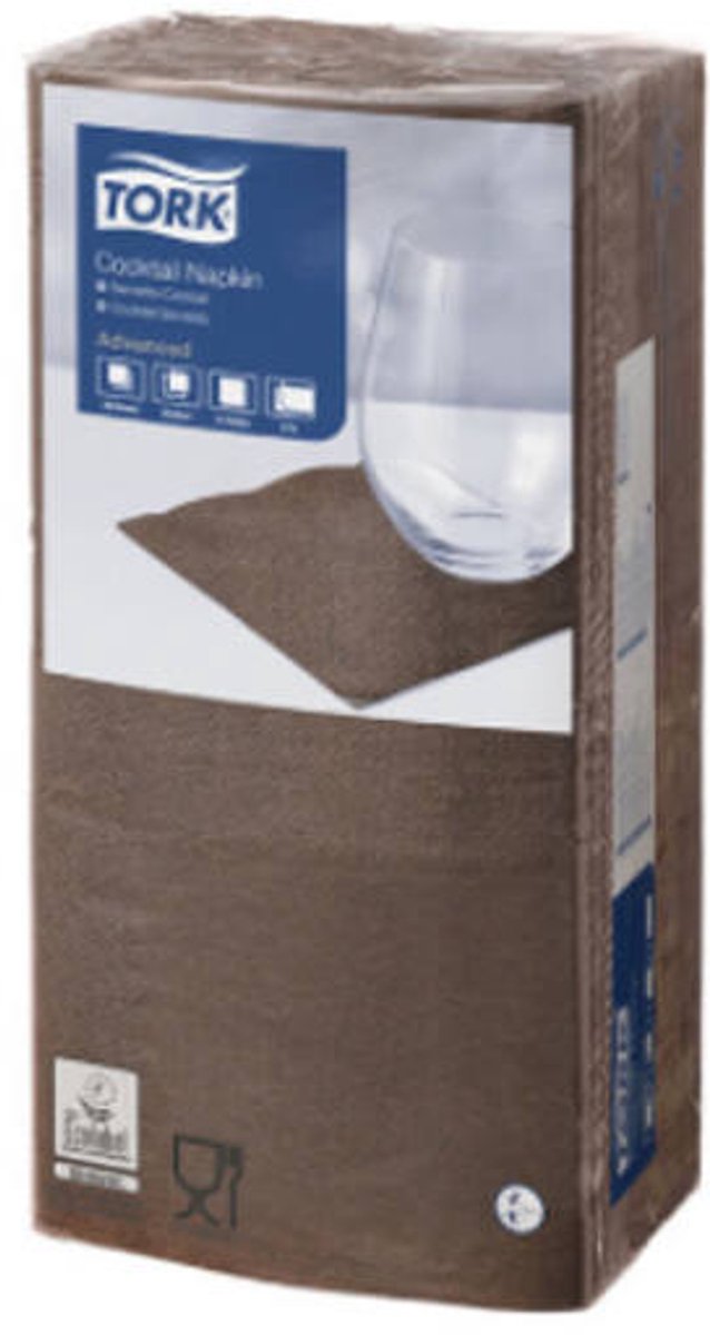 Tork 477834 cocktailservet advanced bruin 24x24 cm 2-laags 2400 stuks (477834)