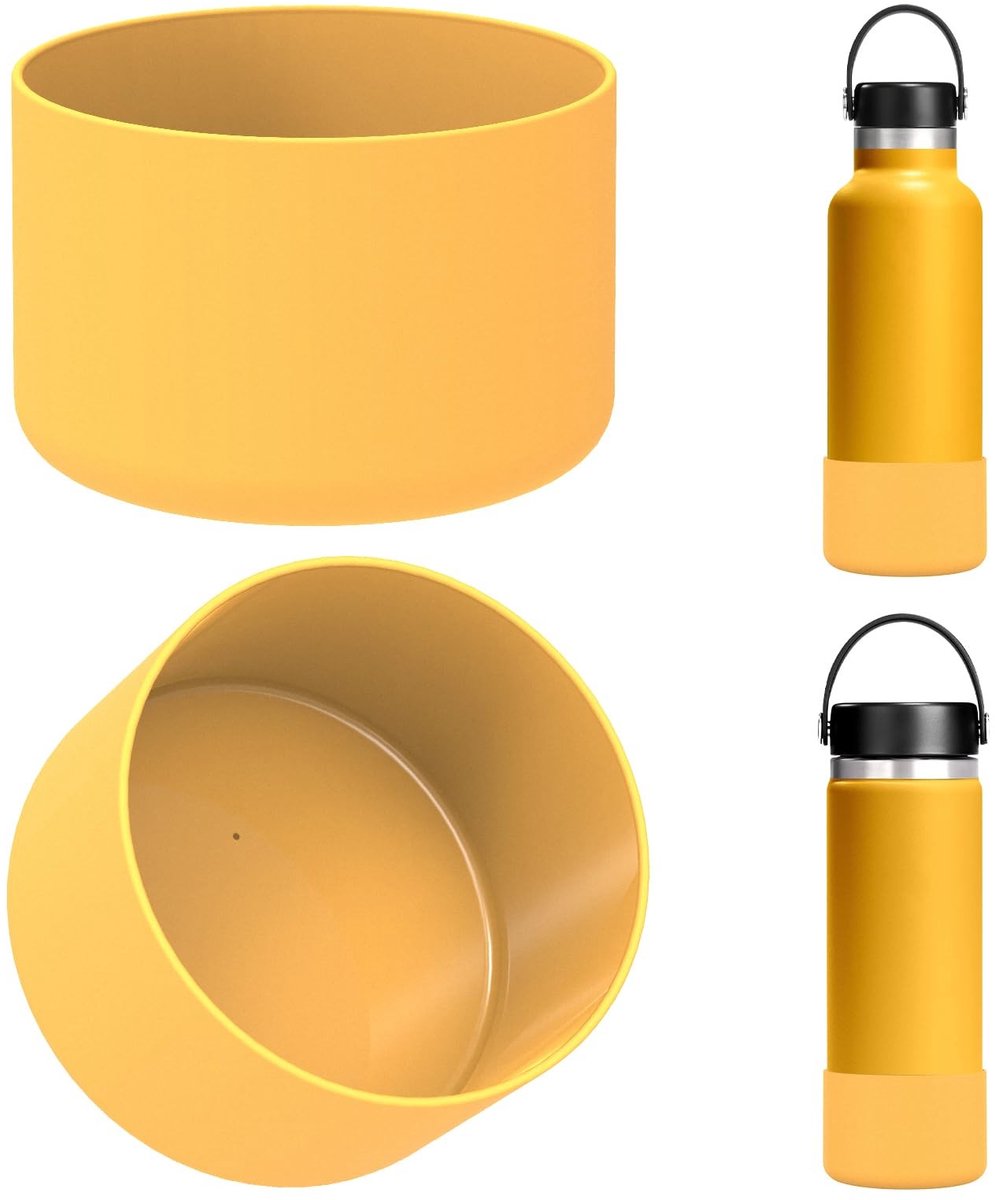 Dailygoods - Dailygoody - waterfleshoes - siliconen bescherming - York Geel - herbruikbaar - geschikt voor Hydro Flask - 2-pack